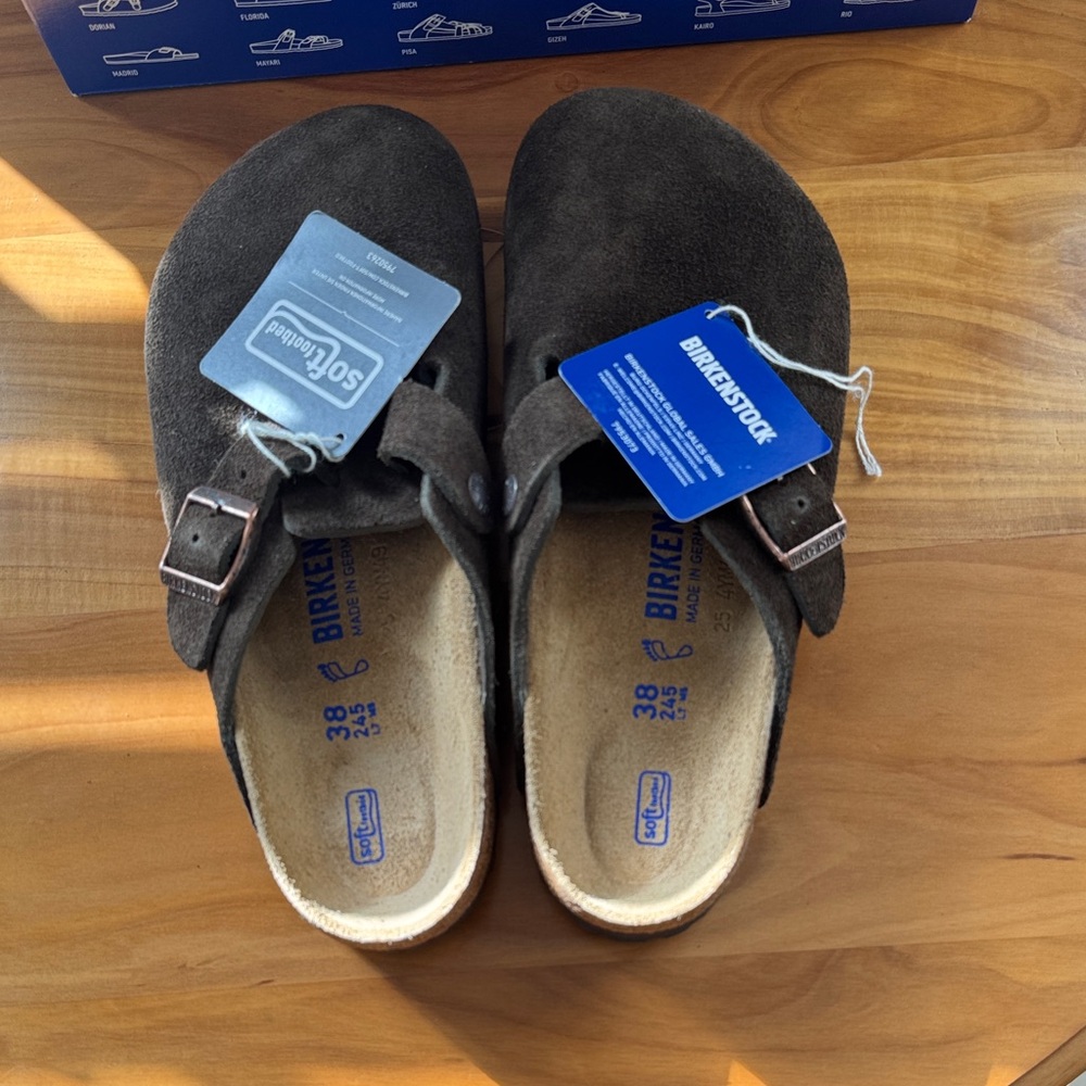 Birkenstock Dark Brown Suede Clogs - Picture 5 of 6